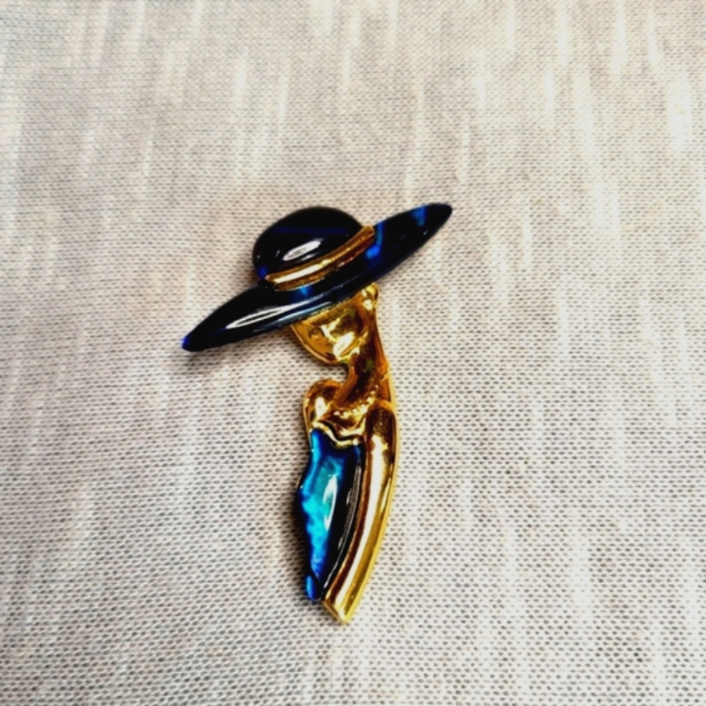 Vintage Park Lane Art Deco - Lady in Hat Brooch